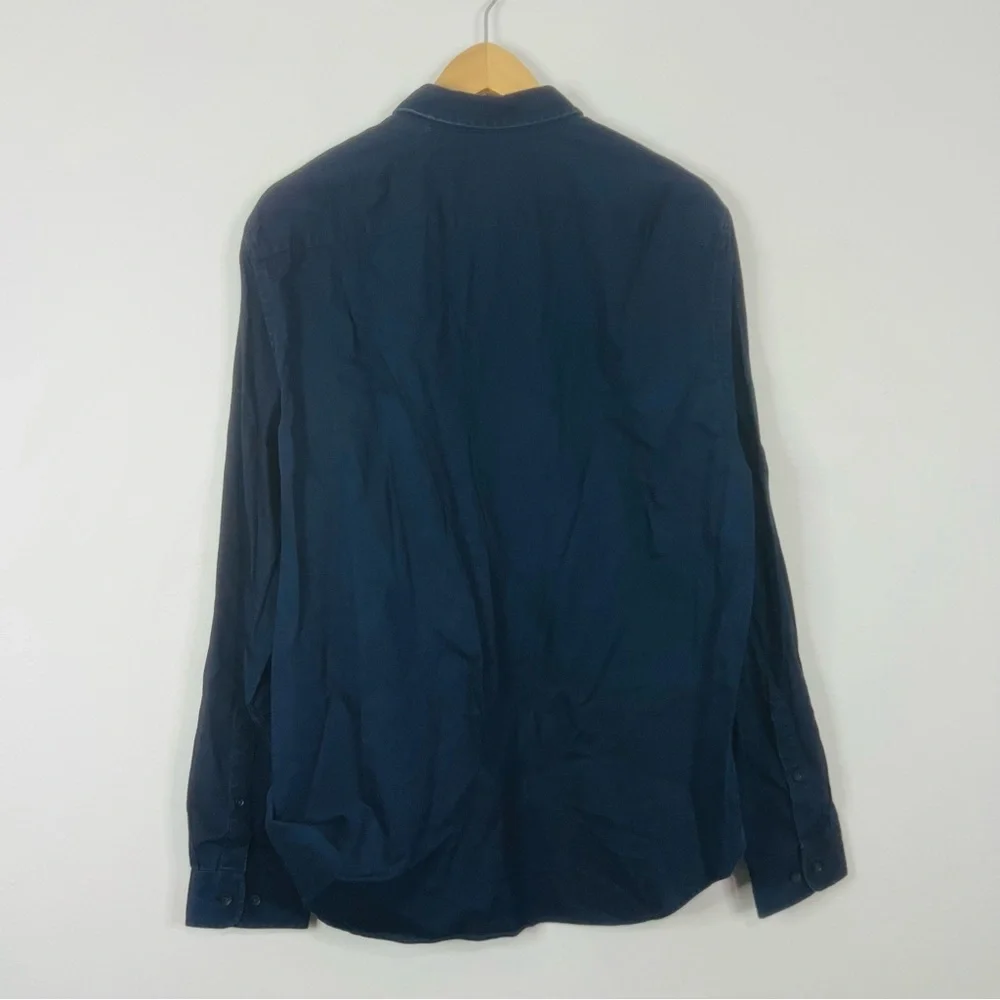 Vince Navy Soft Cotton Classic Button Up Shirt Large